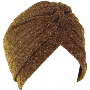 Skullies & Beanies Chemo Cap-Turban Headwear-Multi Function Headwrap and Chemo Hats for Hairloss - Gold - CU1888GR79D $22.18