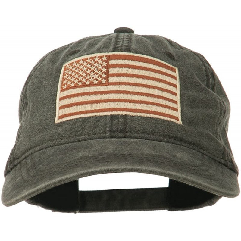 Baseball Caps Tan American Flag Embroidered Washed Cap - Black - C511TX73CIF $47.58