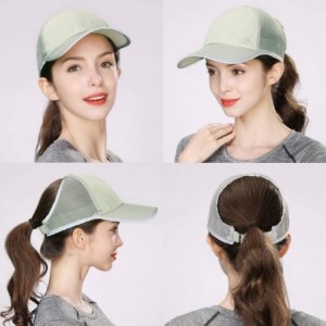 Baseball Caps Women Ponytail Baseball Bun Hat Cotton/Nylon/Mesh Quality Low Profile Adjustable - 00701_olive Green - CG18R7Z9...