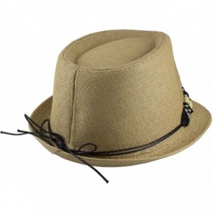 Fedoras Summer Trilby Fedora Panama Straw Hats - Tan - CG18TTE80OL $18.39