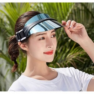 Sun Hats Plastic Sun Visor UV Hat Protection Cap Hologram Wide Brim Outdoor Sports Headband Cap - Orange - C518U0EMQAS $24.77