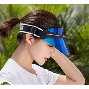 Sun Hats Plastic Sun Visor UV Hat Protection Cap Hologram Wide Brim Outdoor Sports Headband Cap - Orange - C518U0EMQAS $24.77