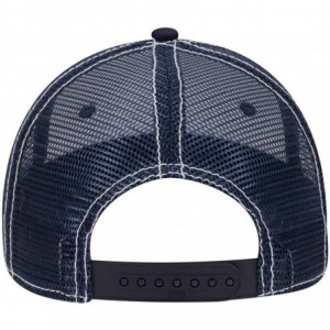 Baseball Caps Garment Washed Cotton Twill 6 Panel Low Profile Mesh Back Trucker Hat - Nvy/Wht/Nvy - C9180D4ZLZ5 $21.74