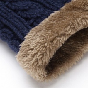 Skullies & Beanies Women Men Thick Warm Winter Beanie Hat Soft Stretch Slouchy Fleece Contrast Skully Knit Cap - Navy Blue - ...
