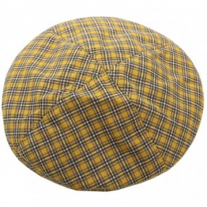 Berets Cotton Vintage Plaid French-Beret Hat Painter-Beanie for Women - Yellow - C818U82X90R $22.44