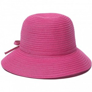 Sun Hats Women's Mae Fold-Roll-Tie Packable Cloche Sun Hat - Hot Pink - CD12MZYSEOJ $71.23