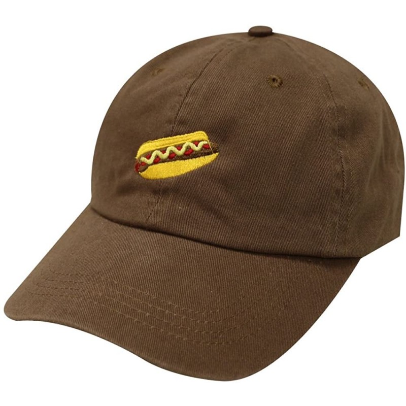 Baseball Caps Hotdog Cotton Baseball Dad Caps - Brown - CA12LQ2GB05 $22.54