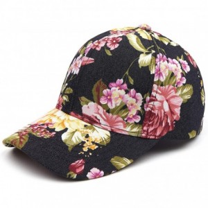 Baseball Caps Hatsandscarf Exclusives Oriental Flower Geometric Pattern Baseball Cap (BA-740-1) - Rose-black - C418CI4HHRL $2...