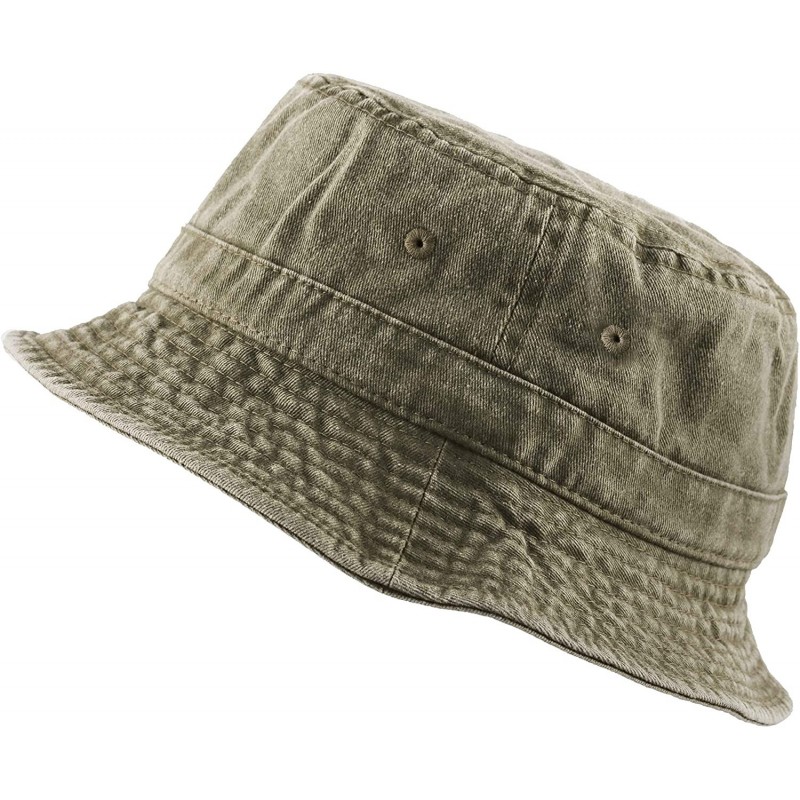 Bucket Hats 100% Cotton Canvas & Pigment Dyed Packable Summer Travel Bucket Hat - 2. Pigment - Olive - C3196EN2EYU $20.52