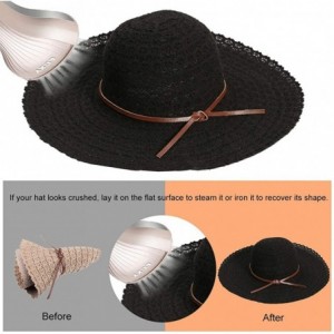 Sun Hats Summer Beach Sun Hat for Women Sun Big Brim Foldable Floppy Travel Sun Hat - Black - C918QN3MH5L $21.55