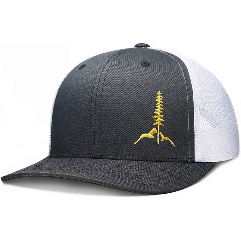 Baseball Caps Trucker Hat- Tamarack Mountain - Gray-white / Yellow - CO18QKXY4DU $48.59