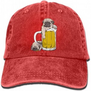 Skullies & Beanies Pugs Drunk Too Much Adult Sport Adjustable Baseball Cap Cowboy Hat - Red - CF184WK4KYI $25.91