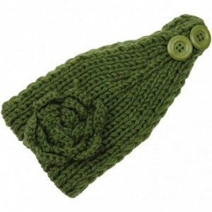 Skullies & Beanies Women's Fashion Crochet Flowers Headband Knitted Hat Cap Headwrap Bands - Green - CL187IO0T63 $22.33