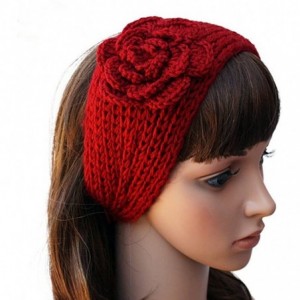 Skullies & Beanies Women's Fashion Crochet Flowers Headband Knitted Hat Cap Headwrap Bands - Green - CL187IO0T63 $20.15
