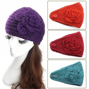Skullies & Beanies Women's Fashion Crochet Flowers Headband Knitted Hat Cap Headwrap Bands - Green - CL187IO0T63 $20.15