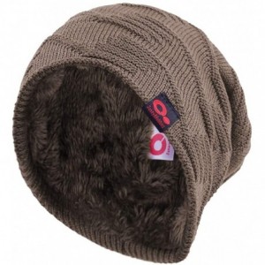 Skullies & Beanies Winter Baggy Slouchy Stocking Beanie Thick Knit Fur Lined Ski Hat Large Skull Cap - Tan - C818K4CRMWX $17.48