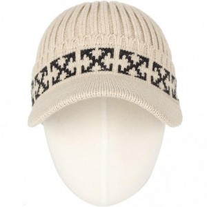 Skullies & Beanies Winter Knit Visor Beanie Hat Baseball Watch Cap CRQ1102 - Beige - CH18KX0QA8T $35.41
