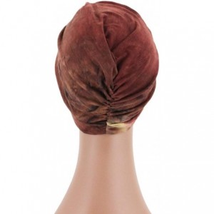 Sun Hats Shiny Metallic Turban Cap Indian Pleated Headwrap Swami Hat Chemo Cap for Women - Wine Red - C618A4G220D $19.48