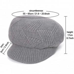 Newsboy Caps Women Warm Caps Beret Newsboy Winter Cap Snow Ski Outdoor Twist Knitted Hat with Visor - B-grey - CC18Z5A5ZMI $2...