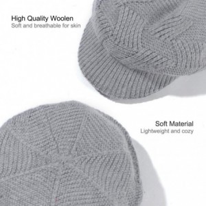 Newsboy Caps Women Warm Caps Beret Newsboy Winter Cap Snow Ski Outdoor Twist Knitted Hat with Visor - B-grey - CC18Z5A5ZMI $2...