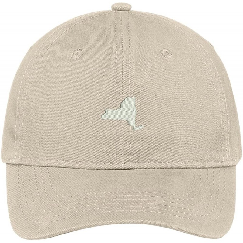 Baseball Caps New York State Map Embroidered Low Profile Soft Cotton Brushed Baseball Cap - Stone - CS17Y4YQHXW $33.81
