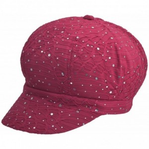 Baseball Caps Women's Sparkle Newsboy Hat Cap - Burgundy - CG11NK9WR2T $31.65