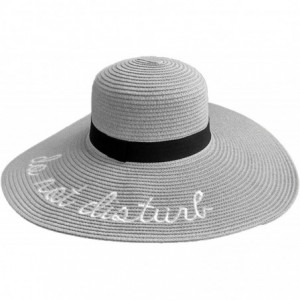 Sun Hats Womens Embroidery Large Brim Floppy Foldable Summer Sun Hat Straw Beach Hat - Grey - CH18DXX4SIG $25.35