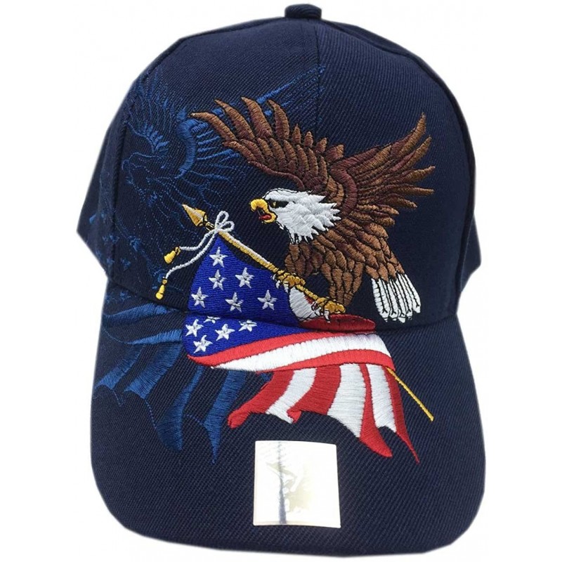 Baseball Caps Patriotic American Flag Design Baseball Cap USA 3D Embroidery - Navy - CR120BMDYIX $39.01