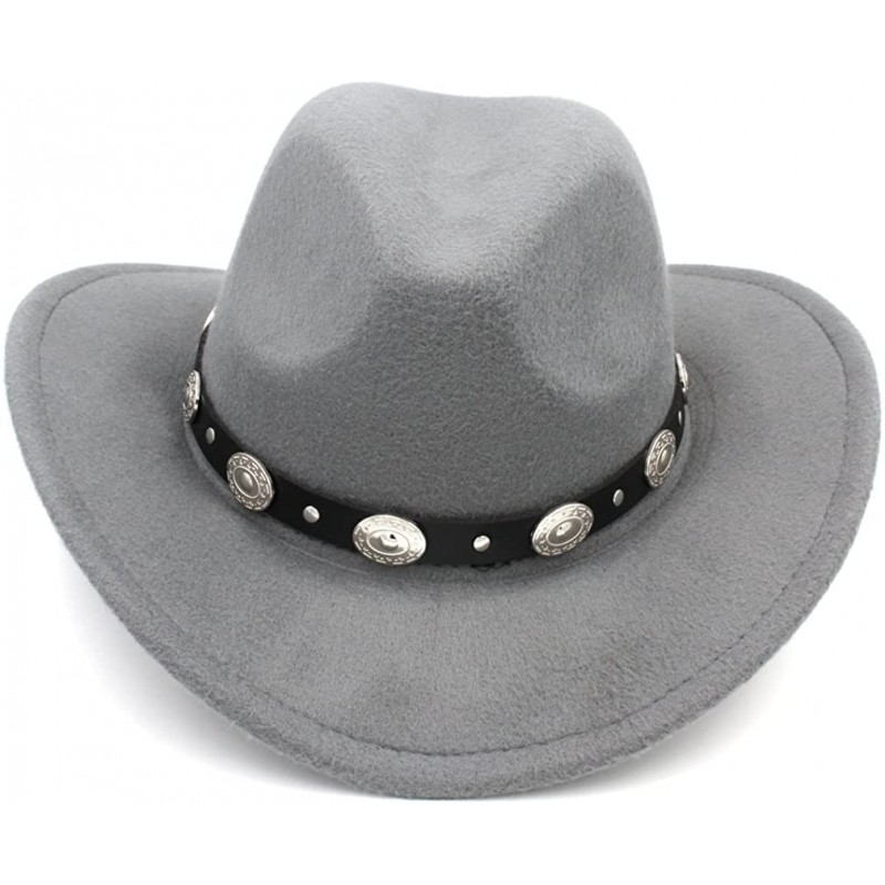 Womem Men Wool Blend Western Cowboy Hat Wide Brim Cowgirl Jazz Cap ...