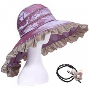 Sun Hats Sun Hat Fashion Beach Lace Big Brim Hat UV Protection Seaside Holiday Hat - Purple - CX182G90IR5 $26.34