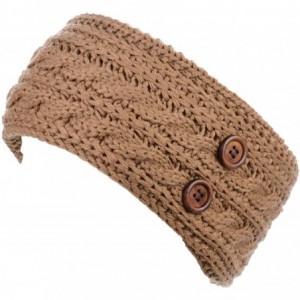 Headbands Women's Winter Chic Cable Warm Fleece Lined Crochet Knit Headband Turban - Caramel - CO18IL3GK7Z $33.89