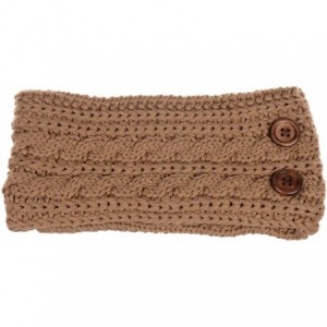 Headbands Women's Winter Chic Cable Warm Fleece Lined Crochet Knit Headband Turban - Caramel - CO18IL3GK7Z $27.49