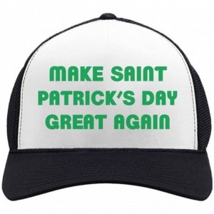 Baseball Caps Make St. Patrick's Day Great Again Trump Trucker Hat Mesh Cap - Black/White - CN189UKHWTX $25.20