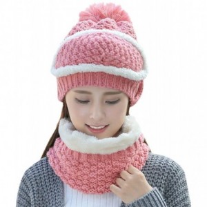 Skullies & Beanies Knitted Beanie Gloves & Scarf Winter Set Warm Thick Fashion Hat Mittens 3 in 1 Cold Weather For Women - Pi...