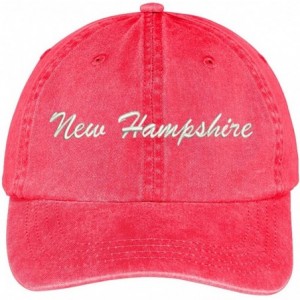 Baseball Caps New Hampshire State Embroidered Low Profile Adjustable Cotton Cap - Red - CJ12IZJX5G5 $34.71
