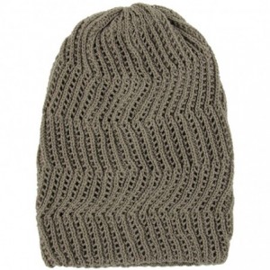 Skullies & Beanies Unisex Knit Slouch Reversible Beanie - Taupe - CW122B7OTHV $20.64
