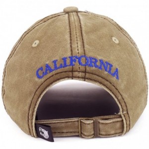 Baseball Caps California Bear Vintage Flag Embroidered Unstructured Baseball Cap - Khaki - CM188UAXC25 $27.32