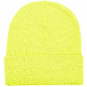 Skullies & Beanies Unisex Beanie Cap Knitted Warm Solid Color - Neon Yellow - CP18XTHAE62 $20.10