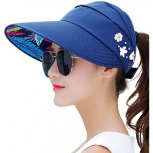 Berets Sun Hats for Women Wide Brim Sun Hat UV Protection Caps Floppy Beach Packable Visor - Navy - CK18CKZ9TEQ $23.43