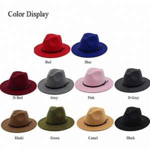 Fedoras Hat Set-Head Decor Vintage Solid Color Felt Wide Brim Bowler Fedora Hat Winter Floppy Women Cap - Royal Blue - CB18A0...