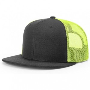 Baseball Caps 511 Wool Blend Flatbill Trucker Blank Baseball Cap OSFA HAT - Black/Neon Yellow - CP1873LWELX $24.56