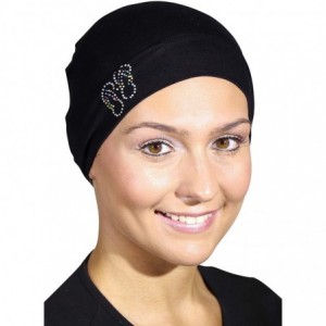 Skullies & Beanies Womens Soft Sleep Cap Comfy Cancer Hat with Studded Flip-Flops Applique - Black - C012NT95KA3 $31.50