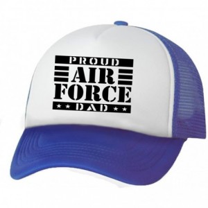 Baseball Caps Proud AIR Force Dad Truckers Mesh Snapback hat - White/Royal - C211NHXLBLB $33.65