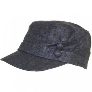 Sun Hats Women's Tweed Military Cadet 3 Button Hat W/Floral Lining (One Size) - Black - C511KNOFU05 $21.13