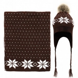 Skullies & Beanies Women Lady Winter Warm Knitted Snowflake Hat Gloves and Scarf Winter Set - 2pcs Set_coffee - CR18YEZCTC3 $...