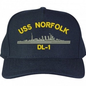 Baseball Caps Custom Norfolk (DL) Class Destroyer Leader Ship Cap Blue - CH12B2DP5RD $96.07