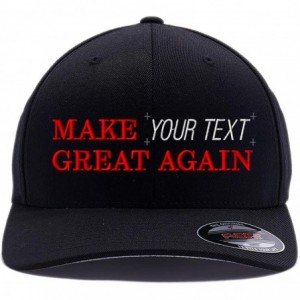 Skullies & Beanies Make Your Text Great Again. Embroidered. 6277 Wooly Combed Twill Flexfit Cap - Black 001 - C81805DU3U5 $44.18