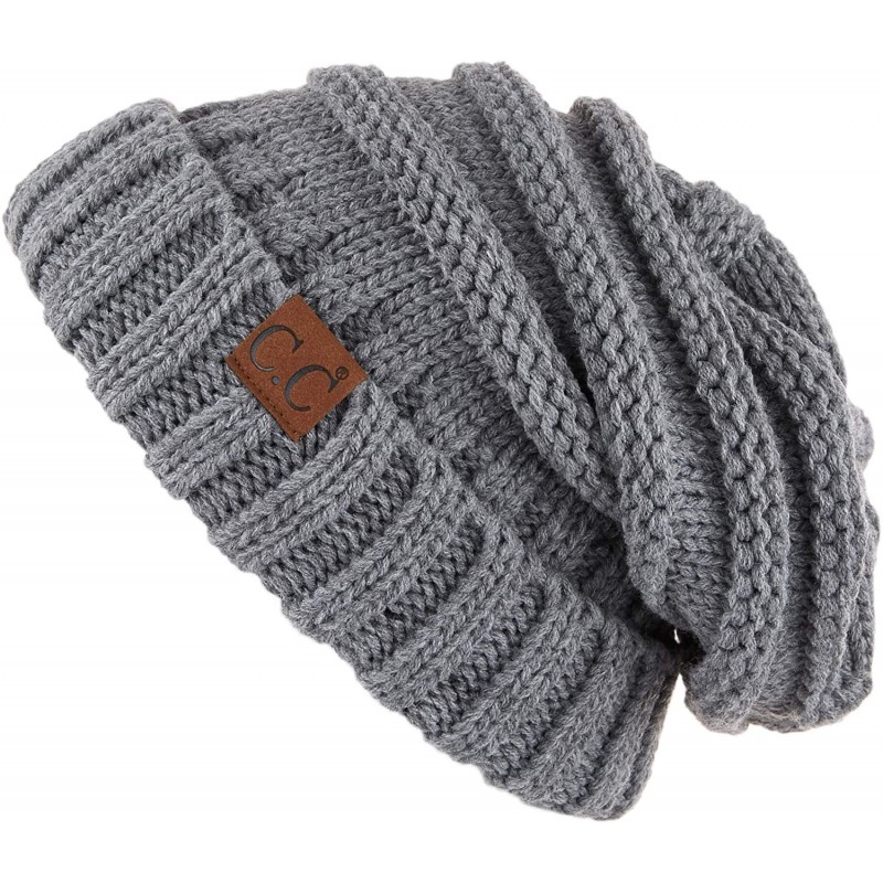 Skullies & Beanies Hatsandscarf Exclusives Unisex Beanie Oversized Slouchy Cable Knit Beanie (HAT-100) - Lt. Mel Grey Solid -...
