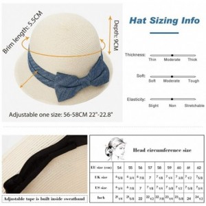 Fedoras Womens Wide Roll Up Brim Packable Straw Sun Cloche Hat Fedora Summer Beach 55-58cm - White_89316 - CP18DCRAK46 $39.20