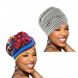 Headbands Easy Wearing African Head Wrap-Long Scarf Turban Shawl Hair Bohemian Headwrap - Y-2pcs-5 - CX18WD7GX6U $33.40